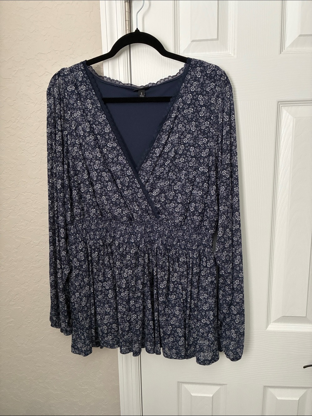 torrid Navy Floral Wrap-Style Long Sleeve Tunic